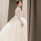 Robe de mariée longue en tulle et dentelle, manches longues, style unique, C4171