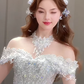 Robe de mariée longue intemporelle en tulle, épaules dénudées, sequins et perles, C4072