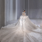 Timeless Ball Gown Satin Tulle Sequin Beaded Long Sleeves Long Wedding Dresses C4077