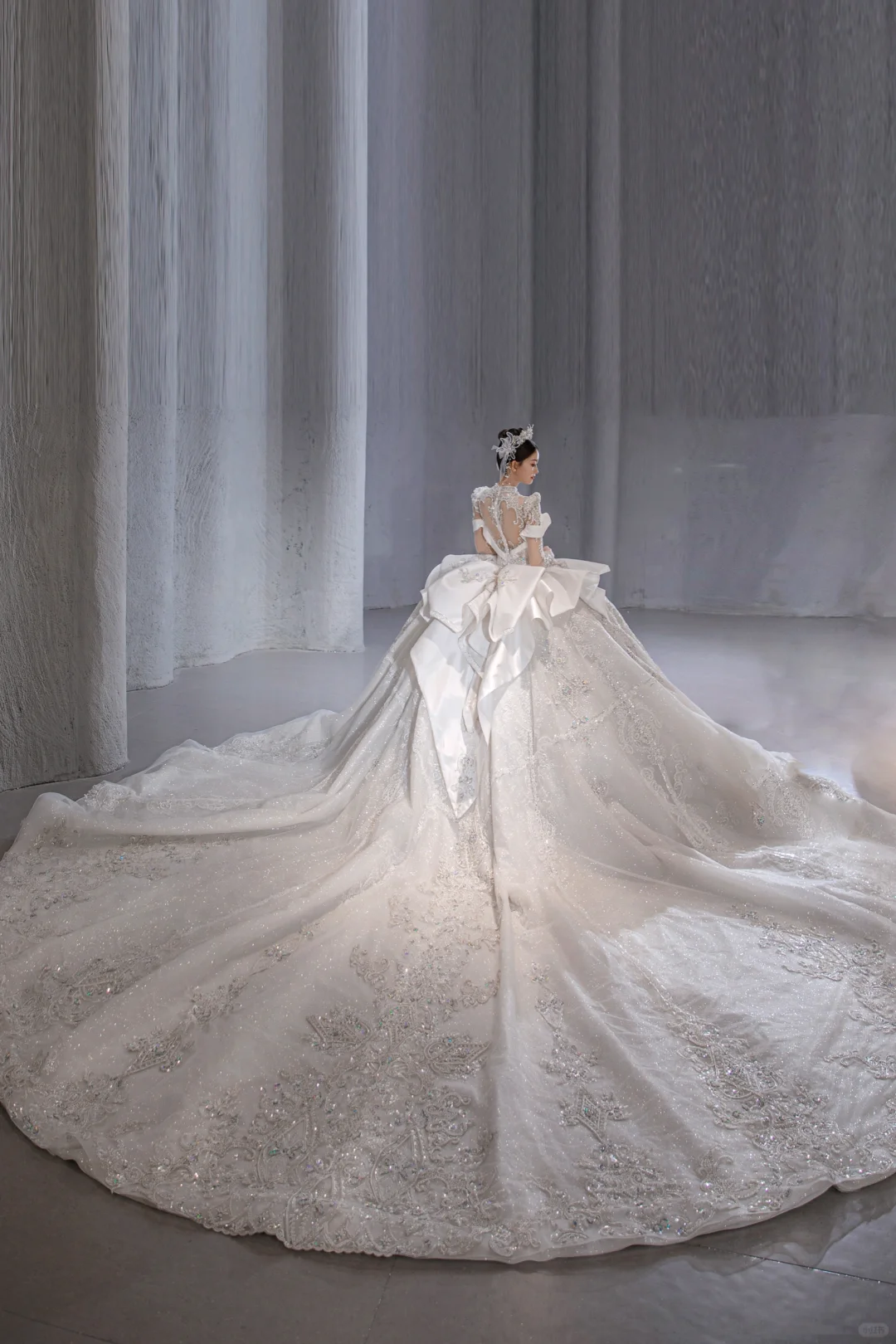 Timeless Ball Gown Satin Tulle Sequin Beaded Long Sleeves Long Wedding Dresses C4077