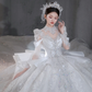 Timeless Ball Gown Satin Tulle Sequin Beaded Long Sleeves Long Wedding Dresses C4077