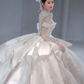 Timeless Ball Gown Satin Tulle Sequin Beaded Long Sleeves Long Wedding Dresses C4077