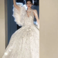 Superbe robe de mariée longue en tulle, à paillettes et perles, dos nu, C4078