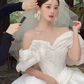 Elegant Ball Gown Off The Shoulder Satin With Veil Long Wedding Dresses C4080