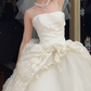 Robe de mariée longue en satin et tulle, sans bretelles, avec voile, C4081