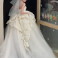 Robe de mariée longue en satin et tulle, sans bretelles, avec voile, C4081