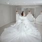 Robe de mariée longue en tulle et sequins, épaules dénudées, style bal intemporel, C4082