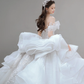 Robe de mariée longue en tulle et sequins, épaules dénudées, style bal intemporel, C4082