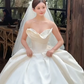Elegant Ball Gown Strapless Satin With Veil Long Wedding Dresses C4083
