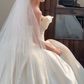 Elegant Ball Gown Strapless Satin With Veil Long Wedding Dresses C4083