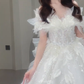 Gorgeous Ball Gown Off The Shoulder Tulle Sequin Long Wedding Dresses C4084