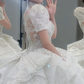 Robe de mariée longue à manches courtes et tulle à sequins, style bal de promo, style Timeles, C4085