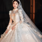 Robe de mariée de rêve en tulle et dentelle, manches longues, avec voile, C4089