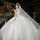 Robe de mariée de rêve en tulle et dentelle, manches longues, avec voile, C4089