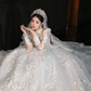 Robe de mariée de rêve en tulle et dentelle, manches longues, avec voile, C4089