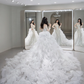 Robe de mariée sirène intemporelle en tulle, sequins, perles, manches longues, C4093