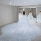 Robe de mariée longue en tulle, paillettes et perles, manches longues, style bal intemporel, C4094