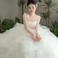 Pretty Ball Gown Strapless Tulle Long Wedding Dresses C4095