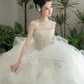 Pretty Ball Gown Strapless Tulle Long Wedding Dresses C4095