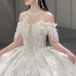 Robe de mariée longue en tulle et sequins, épaules dénudées, style bal intemporel, C4099