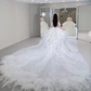 Robe de mariée longue en tulle et sequins, épaules dénudées, style bal intemporel, C4099