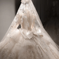 Robe de mariée luxueuse en tulle, dentelle, paillettes, perles, manches longues, avec voile, C4102