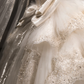 Robe de mariée luxueuse en tulle, dentelle, paillettes, perles, manches longues, avec voile, C4102