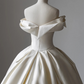Robe de mariée longue en satin, élégante, épaules dénudées, C4107