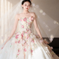 Robe de mariée longue bustier en tulle avec appliques et voile, style rêveur, C4118