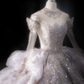Robe de mariée luxueuse à épaules dénudées, en tulle, dentelle, paillettes, perles, manches longues, C4121