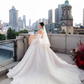 Robe de mariée longue en satin, simple et élégante, sans bretelles, avec voile, C4123