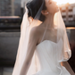 Robe de mariée longue en satin, simple et élégante, sans bretelles, avec voile, C4123
