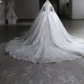 Robe de mariée longue en tulle à sequins et voile, style bal intemporel, C4125