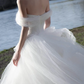 Robe de mariée longue élégante en tulle à épaules dénudées C4127