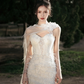 Dreamy Mermaid Strapless Tulle Lace Beaded Long Wedding Dresses C4130