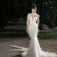 Dreamy Mermaid Strapless Tulle Lace Beaded Long Wedding Dresses C4130