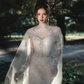 Dreamy Mermaid Strapless Tulle Lace Beaded Long Wedding Dresses C4130