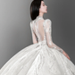 Superbe robe de bal en tulle et dentelle, manches longues, robe de mariée longue C4136