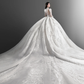 Superbe robe de bal en tulle et dentelle, manches longues, robe de mariée longue C4136