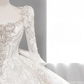 Robe de mariée longue en tulle, dentelle et sequins, manches longues, style bal intemporel, C4137