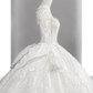 Robe de mariée longue en tulle, dentelle et sequins, manches longues, style bal intemporel, C4137