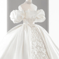 Elegant Ball Gown Off The Shoulder Satin Long Wedding Dresses C4138