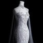 Robe de mariée sirène bustier en satin et tulle à sequins, longue et rêveuse, C4139