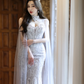 Robe de mariée sirène bustier en satin et tulle à sequins, longue et rêveuse, C4139
