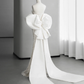 Robe de mariée longue en satin, style sirène, bustier, dentelle perlée, dos avec nœud, C4140
