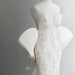 Robe de mariée longue en satin, style sirène, bustier, dentelle perlée, dos avec nœud, C4140