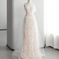 Robe de mariée longue élégante en satin, tulle et dentelle, épaules dénudées, style sirène, C4141