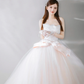 Robe de mariée élégante, bustier, tulle, dentelle, nœud, gants, longue, C4143