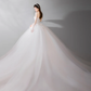 Robe de mariée élégante, bustier, tulle, dentelle, nœud, gants, longue, C4143