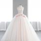 Robe de mariée élégante, bustier, tulle, dentelle, nœud, gants, longue, C4143